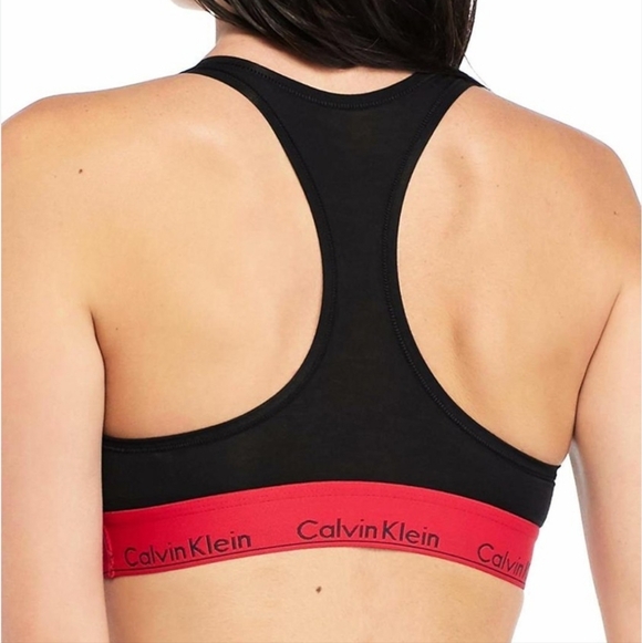 Calvin Klein Bralette Hipster Panty Set Black Red M-L NWT $48 - Picture 3 of 7